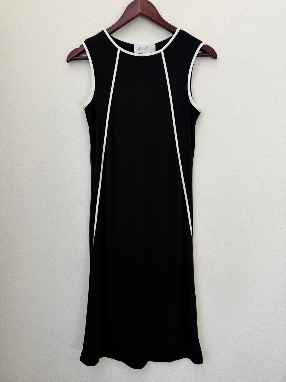 Vintage Annex Casual Corner Black White Contrast Trim Shift Dress Size S